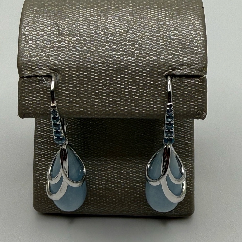 Sterling Silver Aquamarine Drop Earrings 925